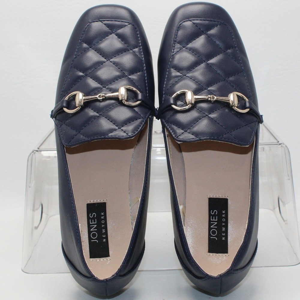 Jones New York Finan Navy Quilted‎ Loafers Horsebit Detail Women US Size 6.5